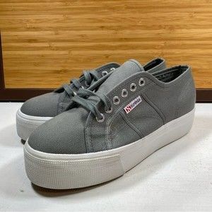 Superga Women’s 40 (US Women's 9) Gray Grey Canvas Platform Sneakers